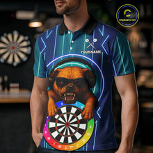 Load image into Gallery viewer, Darts &amp; Cool Bulldog Tech Neon Men's Darts Shirt - Custom Name For Dart Players NYN0418