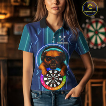 Load image into Gallery viewer, Darts &amp; Cool Bulldog Tech Neon Women's Darts Shirt - Custom Name For Dart Players NYN0418