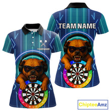Load image into Gallery viewer, Darts &amp; Cool Bulldog Tech Neon Women's Darts Shirt - Custom Name For Dart Players NYN0418