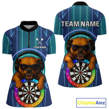 Load image into Gallery viewer, Darts &amp; Cool Bulldog Tech Neon Women's Darts Shirt - Custom Name For Dart Players NYN0418