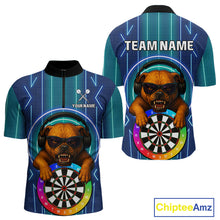 Load image into Gallery viewer, Darts &amp; Cool Bulldog Tech Neon Men's Darts Shirt - Custom Name For Dart Players NYN0418