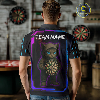 Lightning Cat Tech Neon Dartboard Men's Darts Shirt - Custom Name For Darts Jersey NYN0429