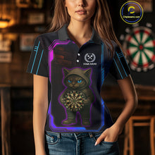 Load image into Gallery viewer, Lightning Cat Tech Neon Dartboard Women's Darts Shirt - Custom Name For Darts Jersey NYN0429