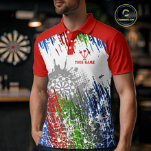 Load image into Gallery viewer, Dartboard Colorful Splashed Men's Darts Shirt - Custom Name For Players | Opt1 - Red NYN0683