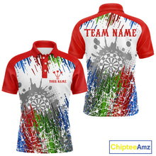 Load image into Gallery viewer, Dartboard Colorful Splashed Men's Darts Shirt - Custom Name For Players | Opt1 - Red NYN0683
