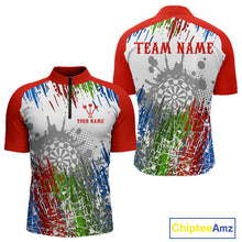 Load image into Gallery viewer, Dartboard Colorful Splashed Men's Darts Shirt - Custom Name For Players | Opt1 - Red NYN0683