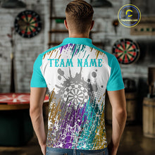 Load image into Gallery viewer, Dartboard Colorful Splashed Men's Darts Shirt - Custom Name For Players | Opt2 - Turquoise NYN0684
