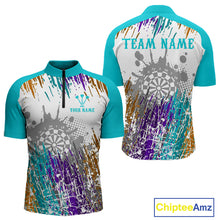 Load image into Gallery viewer, Dartboard Colorful Splashed Men's Darts Shirt - Custom Name For Players | Opt2 - Turquoise NYN0684