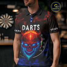Load image into Gallery viewer, Flame Skull Dartboard Men's Darts Polo Shirt - Custom Name For Players NYN0745
