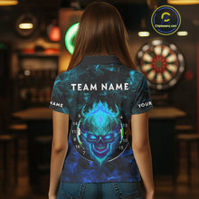 Load image into Gallery viewer, Flame Skull Dartboard Women's Darts Polo Shirt - Custom Name For Players NYN0746
