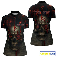 Load image into Gallery viewer, Custom Women's Darts Quarter-Zip Shirts Red Dripping Blood Skull For Darts Jersey NYN0775