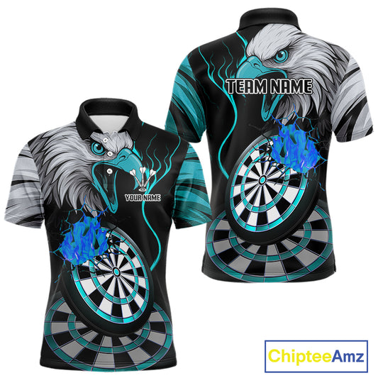 Eagle & Turquoise Crack Darts Custom Funny Dart Polo Shirts For Men, Dart Team Jerseys NYN0799
