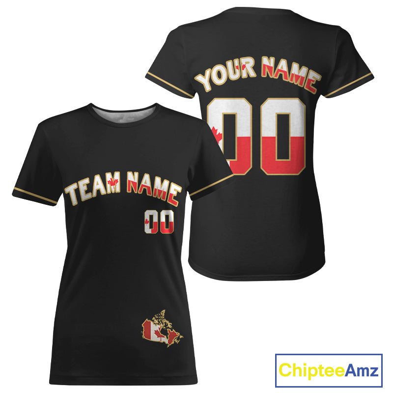 Custom Canada Flag Patriotic Baseball T-Shirt For Women Youth Baseball Patriotic Shirt NYN0892