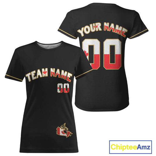 Custom Canada Flag Patriotic Baseball T-Shirt For Women Youth Baseball Patriotic Shirt NYN0892