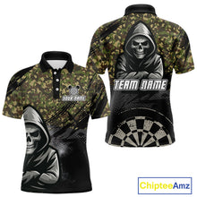 Load image into Gallery viewer, Personalized Men's Darts Shirt - Grim Reaper &amp; Camouflage Custom Name For Players NYN0437