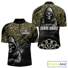 Load image into Gallery viewer, Personalized Men's Darts Shirt - Grim Reaper &amp; Camouflage Custom Name For Players NYN0437