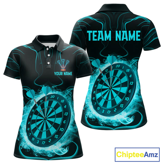 Lightning Smoke Turquoise Dartboard Women's Darts Shirt - Custom Name For Players NYN0470