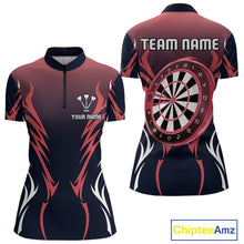 Load image into Gallery viewer, Women’s Custom Dart Shirt, Red-To-Black Color With Lightning Dartboard Dart Jersey NYN0247