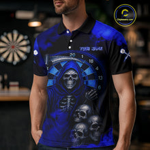 Load image into Gallery viewer, Grim Reaper With Skulls Navy Smoke Men's Darts Team Shirt - Custom Name For Players NYN0501