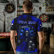 Load image into Gallery viewer, Grim Reaper With Skulls Navy Smoke Men's Darts Team Shirt - Custom Name For Players NYN0501