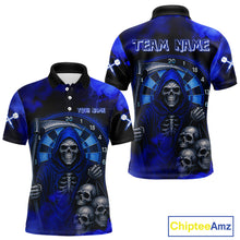 Load image into Gallery viewer, Grim Reaper With Skulls Navy Smoke Men's Darts Team Shirt - Custom Name For Players NYN0501