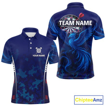 Load image into Gallery viewer, Men's Custom Darts Shirt With Cobalt Phoenix Camouflage Pattern And Dartboard NYN0263