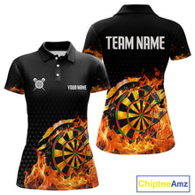 Load image into Gallery viewer, Women's Custom Darts Shirt With Cracked Flame Dartboard And Halftone Pattern NYN0270
