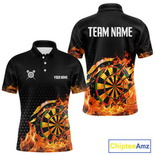Load image into Gallery viewer, Men's Custom Darts Shirt With Cracked Flame Dartboard And Halftone Pattern NYN0270