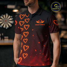 Load image into Gallery viewer, Flame Heart Dart Arrow Men's Darts Shirt Polo Jersey Custom Name For Players NYN0737