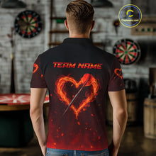 Load image into Gallery viewer, Flame Heart Dart Arrow Men's Darts Shirt Polo Jersey Custom Name For Players NYN0737