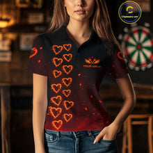 Load image into Gallery viewer, Flame Heart Dart Arrow Women's Darts Shirt Polo Jersey Custom Name For Players NYN0737