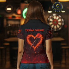 Load image into Gallery viewer, Flame Heart Dart Arrow Women's Darts Shirt Polo Jersey Custom Name For Players NYN0737