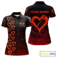 Load image into Gallery viewer, Flame Heart Dart Arrow Women's Darts Shirt Polo Jersey Custom Name For Players NYN0737