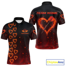 Load image into Gallery viewer, Flame Heart Dart Arrow Men's Darts Shirt Polo Jersey Custom Name For Players NYN0737