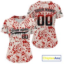Load image into Gallery viewer, Custom Red Blood Halloween Baseball Shirt For Women Creepy Baseball Tournament Jerseys NYN1387