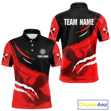 Load image into Gallery viewer, Custom Dart Team Shirt For Men With Crimson Phoenix On Black Linear Pattern NYN0277