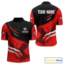 Load image into Gallery viewer, Custom Dart Team Shirt For Men With Crimson Phoenix On Black Linear Pattern NYN0277