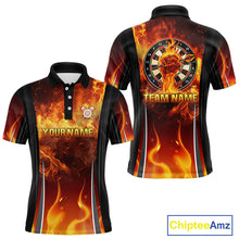 Load image into Gallery viewer, Flaming Hand Holding Dart Arrow Men's Darts Shirt - Custom Name For Darts Jersey NYN0546
