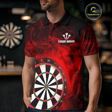 Load image into Gallery viewer, Red Smoke Dartboard &amp; Multi Skulls Men's Darts Shirt - Custom Name For Players NYN0572