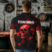 Load image into Gallery viewer, Red Smoke Dartboard &amp; Multi Skulls Men's Darts Shirt - Custom Name For Players NYN0572