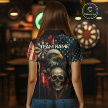 Load image into Gallery viewer, Personalized US Flag &amp; Eagle Grunge Patriotic Darts Shirt For Women, Darts Team Shirt NYN1095