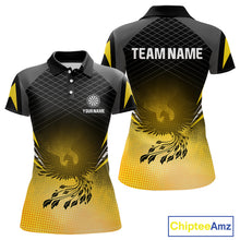 Load image into Gallery viewer, Women’s Darts Shirt With Phoenix And Yellow Halftone Pattern, Custom Name Option NYN0303