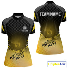 Load image into Gallery viewer, Women’s Darts Shirt With Phoenix And Yellow Halftone Pattern, Custom Name Option NYN0303
