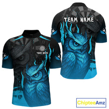 Load image into Gallery viewer, Men’s Darts Shirt With Navy Owl And Grunge Dartboard, Custom Name Option NYN0305