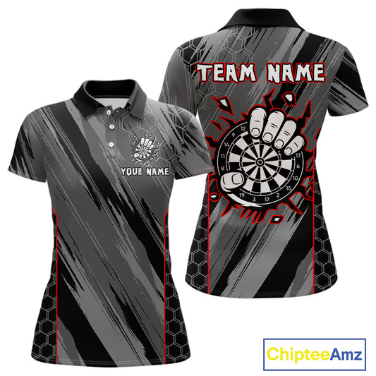 Women’s Custom Darts Shirt - Cracked Dartboard In Grip | Name Personalization NYN0318