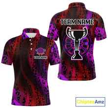 Load image into Gallery viewer, Men's Custom Darts Team Shirt - Wildlife Print With Trophy &amp; Neon Dartboard NYN0322