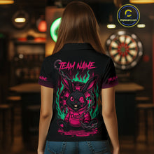 Load image into Gallery viewer, Flaming Rabbit &amp; Pink Dartboard Darts Shirt For Women - Custom Name &amp; Team Jersey NYN0593
