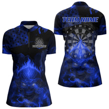 Load image into Gallery viewer, US Flag &amp; Skull Custom Patriotic Blue Dart 1/4-Zip Shirts For Women, Dart Team Jerseys NYN0787
