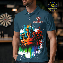 Load image into Gallery viewer, Colorful Dripping Crown Darts Grunge Darts Shirt For Men - Custom Name &amp; Team NYN0600