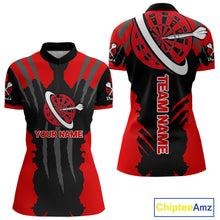 Load image into Gallery viewer, Red Darts Shirt With Claw Mark Design - Custom Team &amp; Name Shirt For Women NYN0339